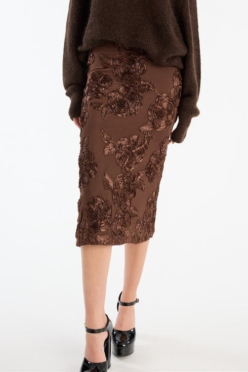 Flower mesh pencil Skirt