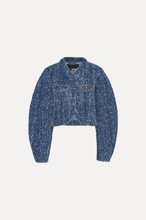 Round sleeve denim jacket.