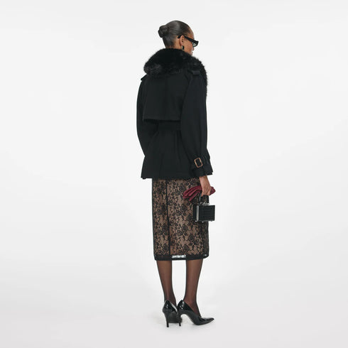 Black fur collar jacket