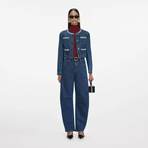 Crystal Trim denim jacket
