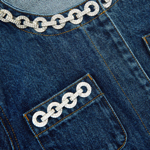 Crystal Trim denim jacket