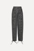 Denim laced leg pants gris