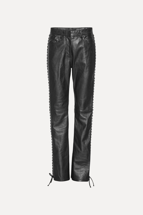 Laced leather pantalón