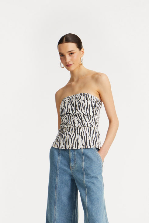 Printed Denim Top