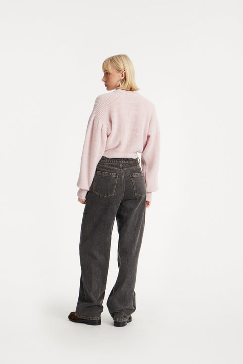 Denim laced leg pants gris