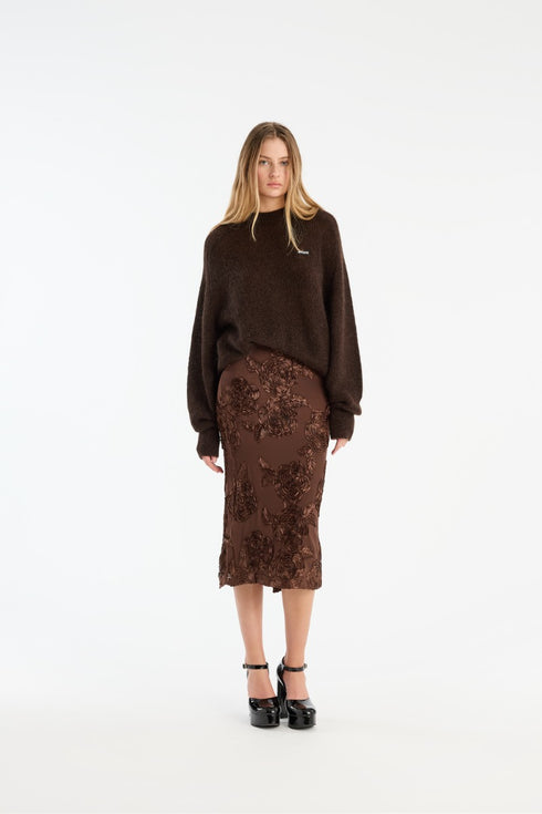 Flower mesh pencil Skirt
