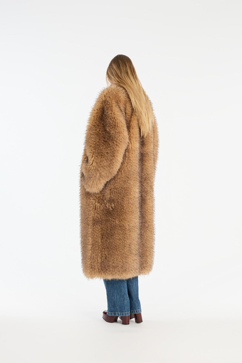 Faux fur long coat