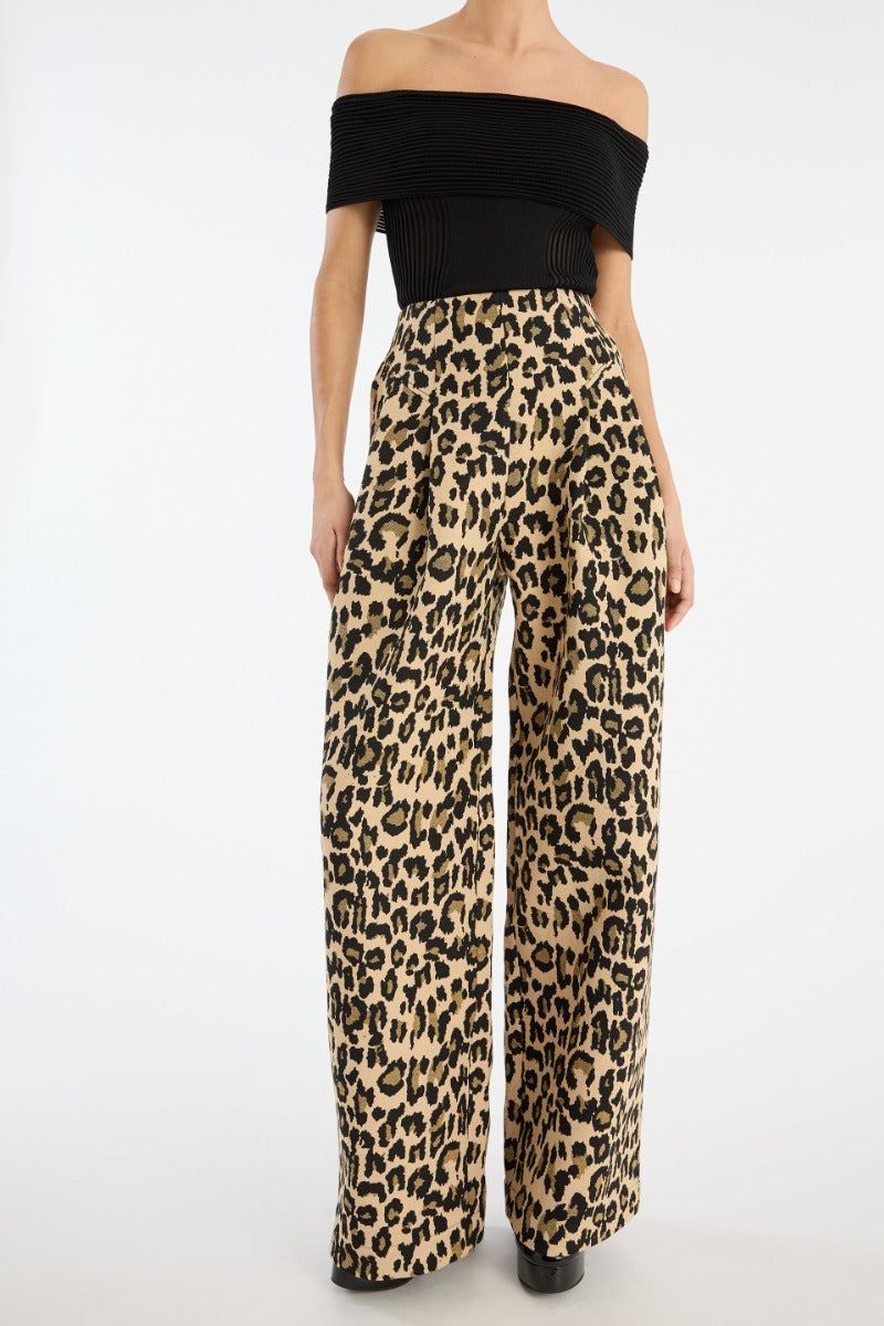 Jacquard wide pants