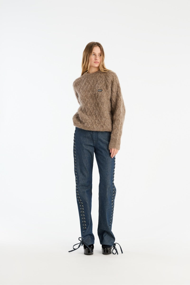 Laced straight jeans azul