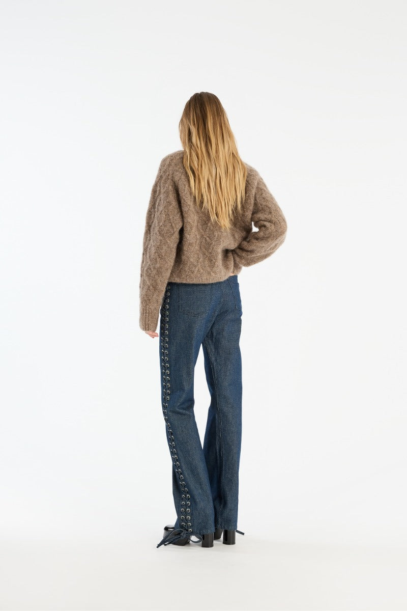 Laced straight jeans azul