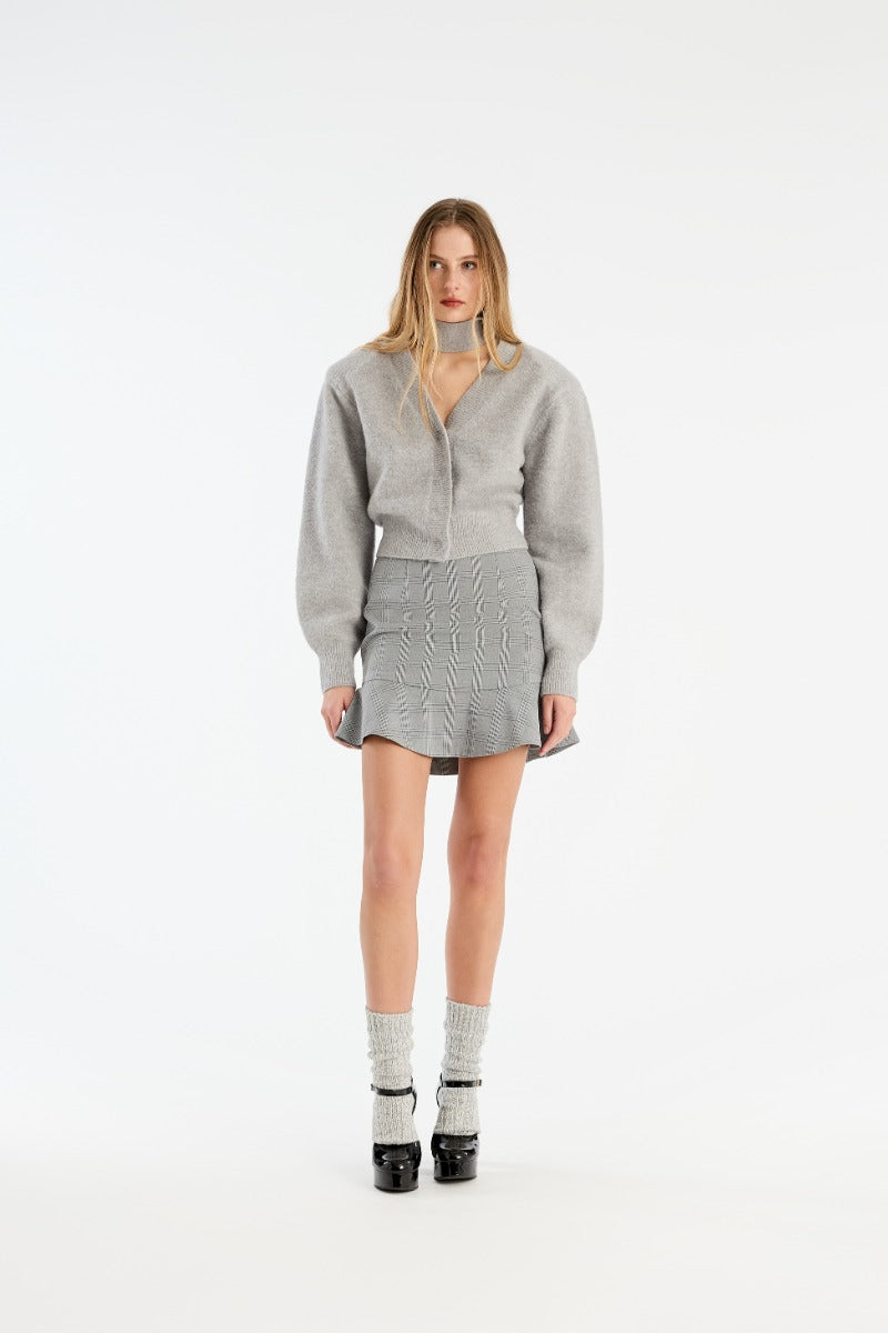 Knit scarf cardigan gris