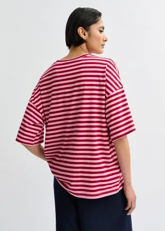 Joste Camiseta Rosa — Algodón Estampado Manga Corta Cuello Redondo | Essentiel Antwerp