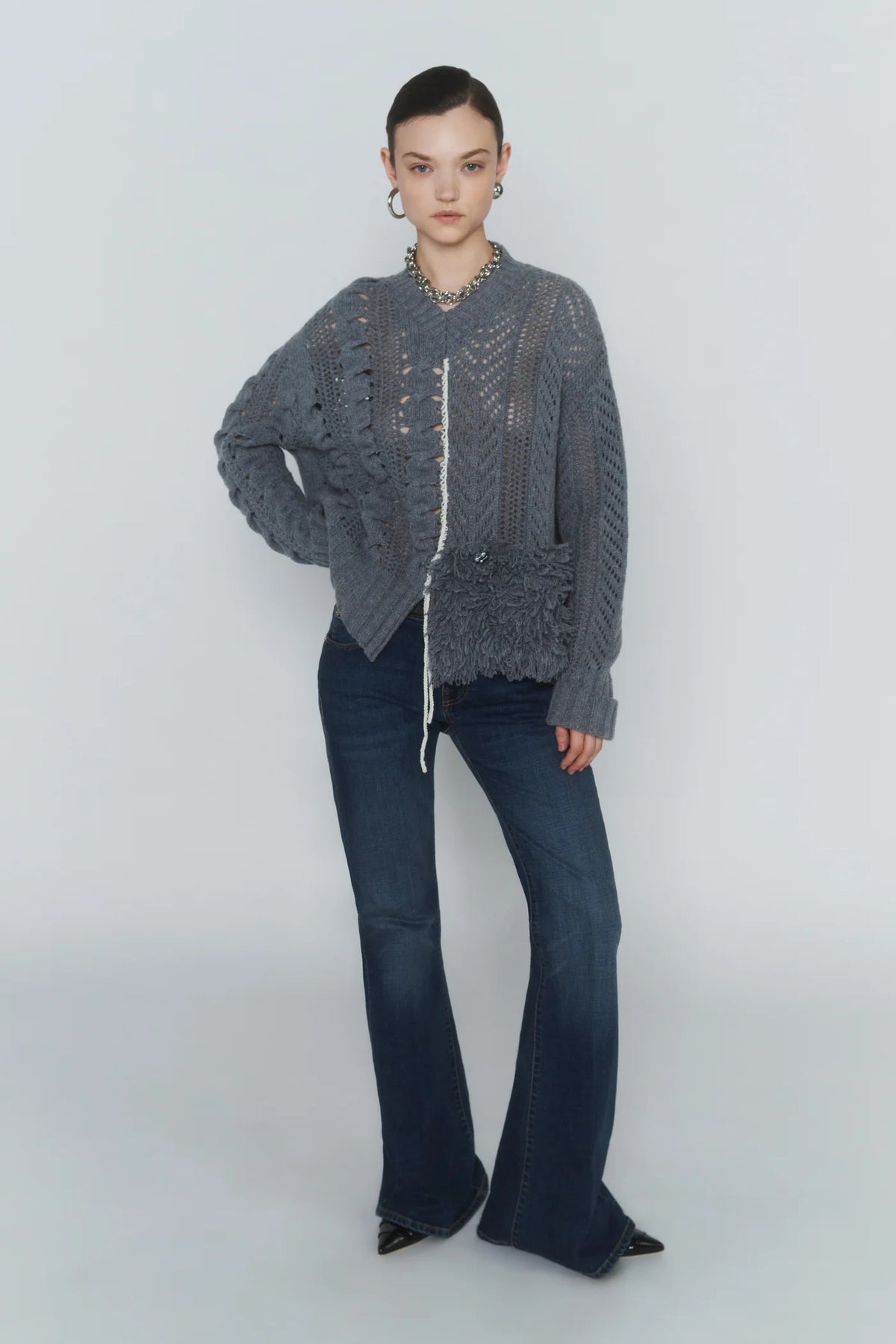 Jeans flared.