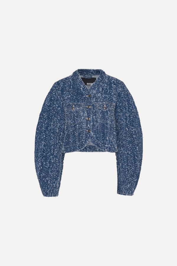Round sleeve denim jacket.