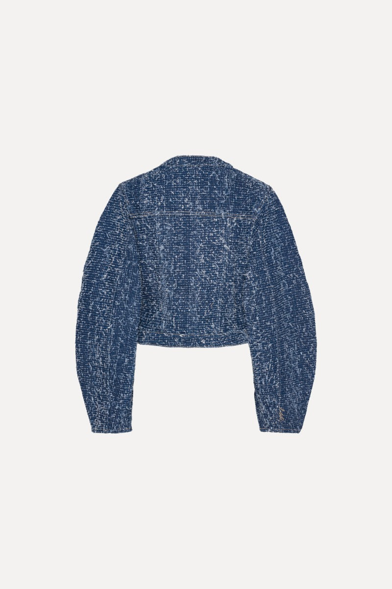 Round sleeve denim jacket.