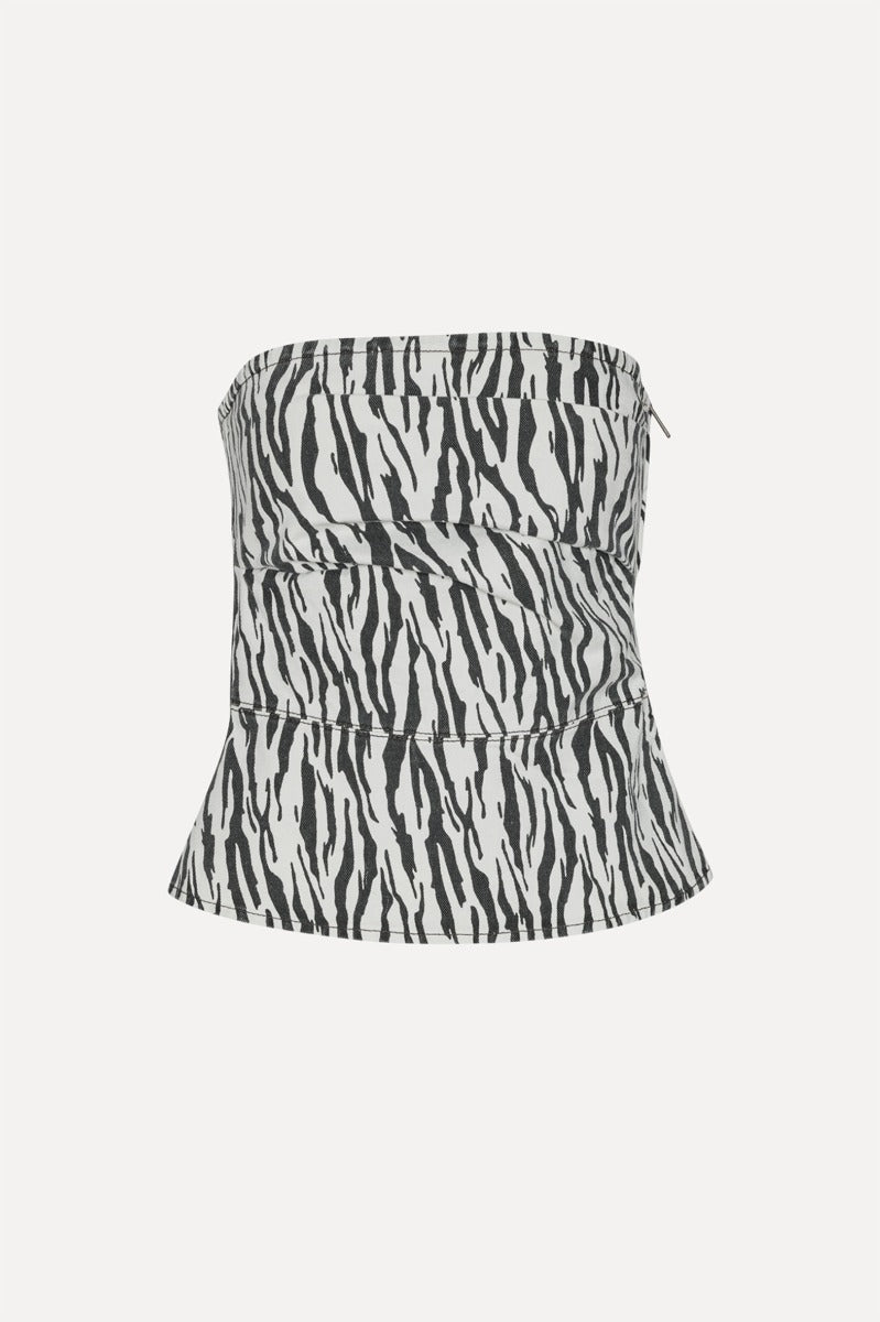 Printed Denim Top