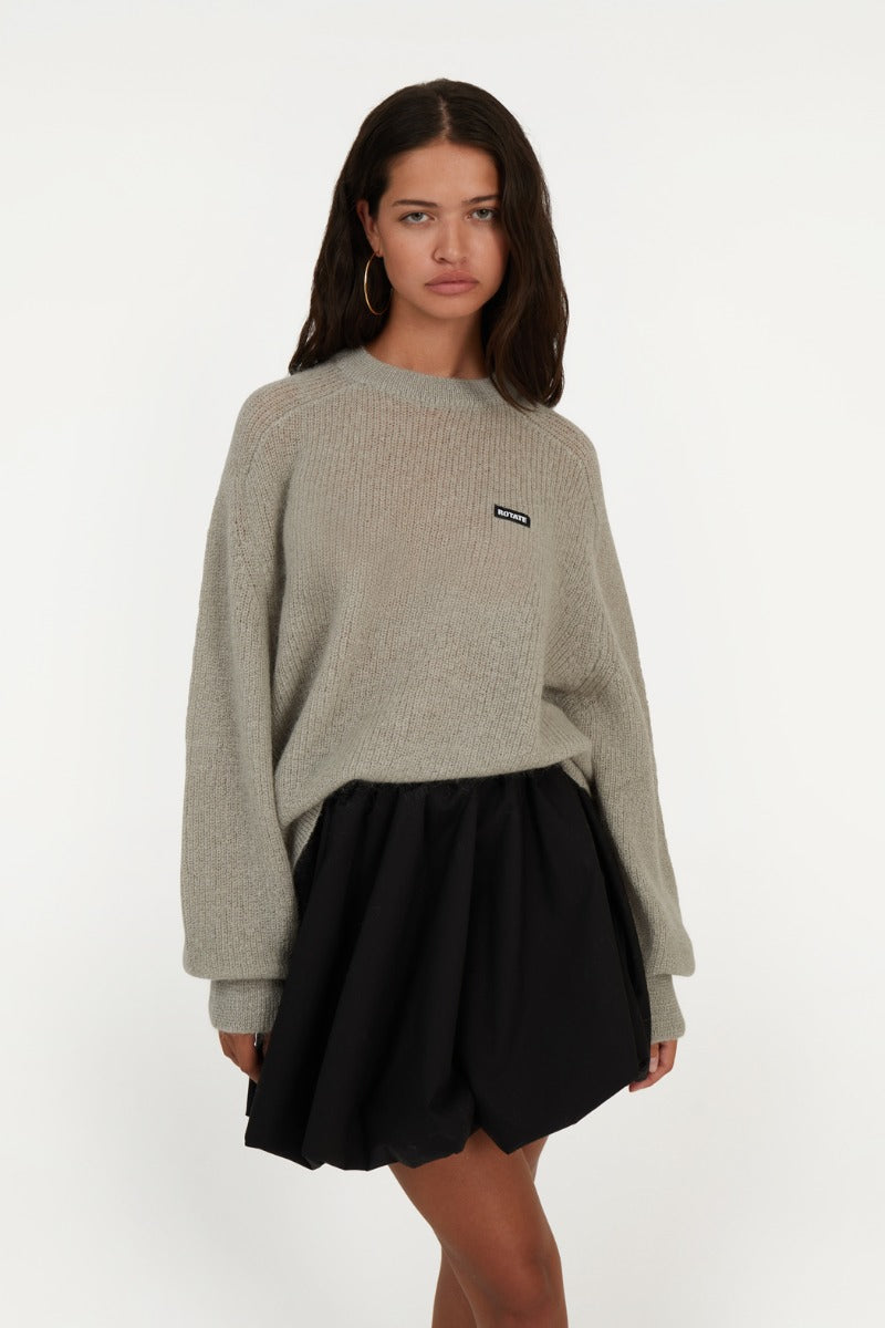 Light knit logo sweater gris perla