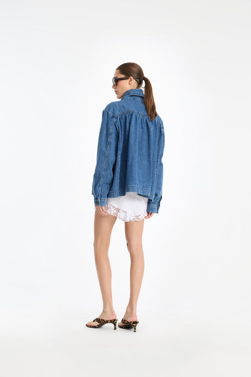 Gathered denim jacket