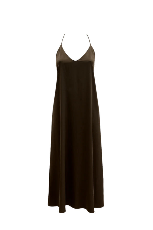 Vestido raso tirantes  chocolate
