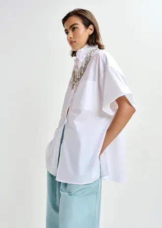 Jasleen Camisa — Tejido Fluido Manga Larga Estampado | Essentiel Antwerp