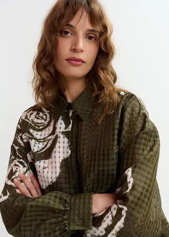 Joranje Camisa — Tejido Fluido Manga Larga Estampado | Essentiel Antwerp