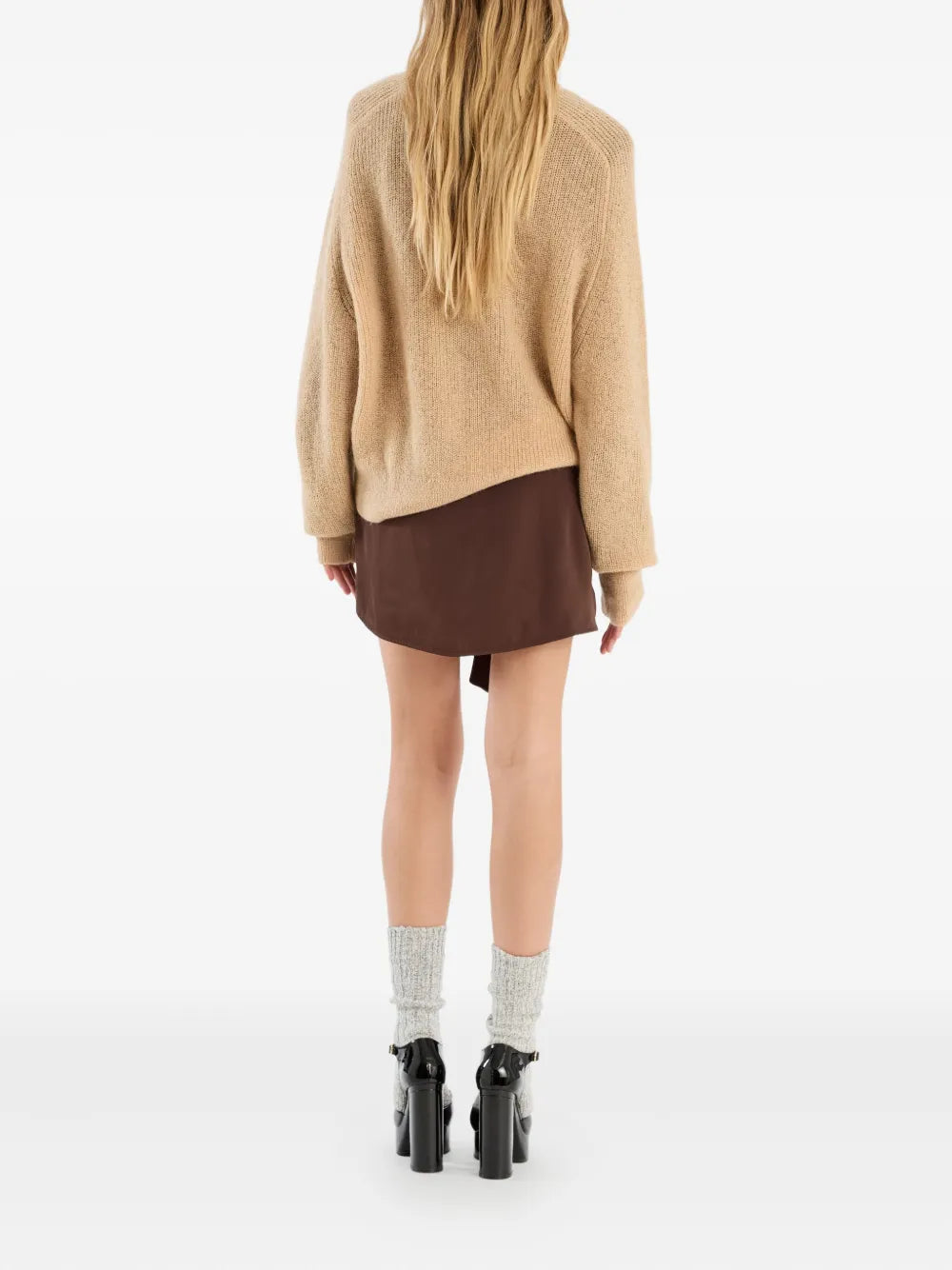 Light Knit logo sweater camel