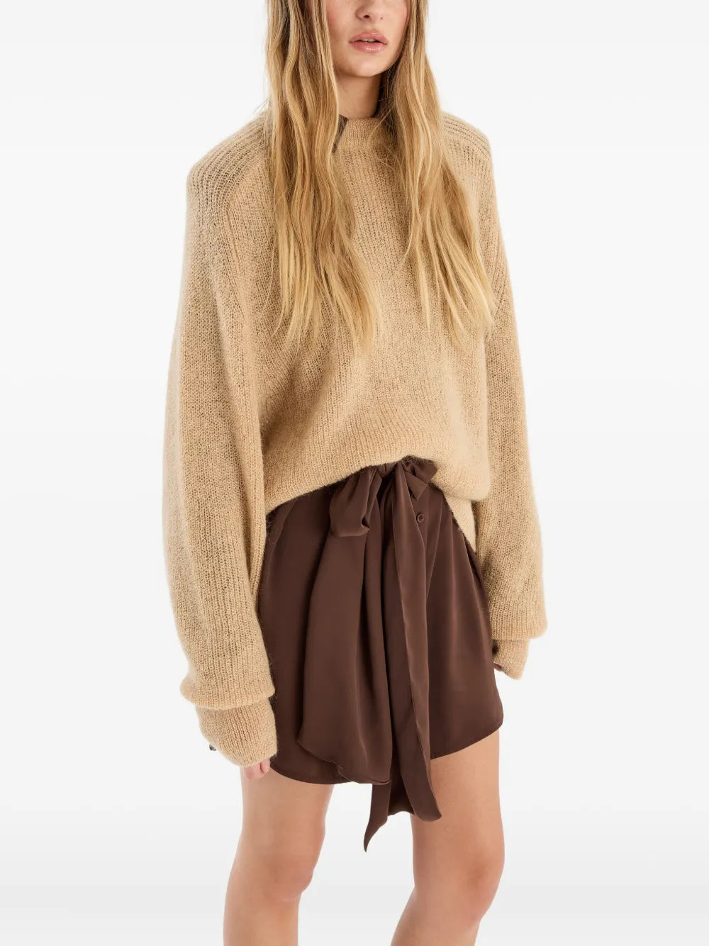 Light Knit logo sweater camel