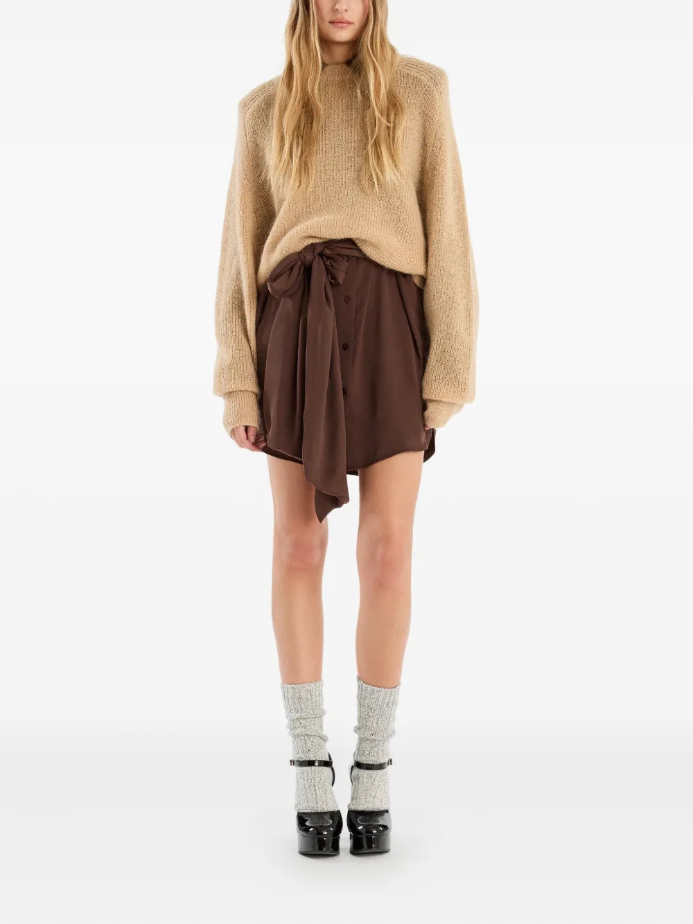 Light Knit logo sweater camel