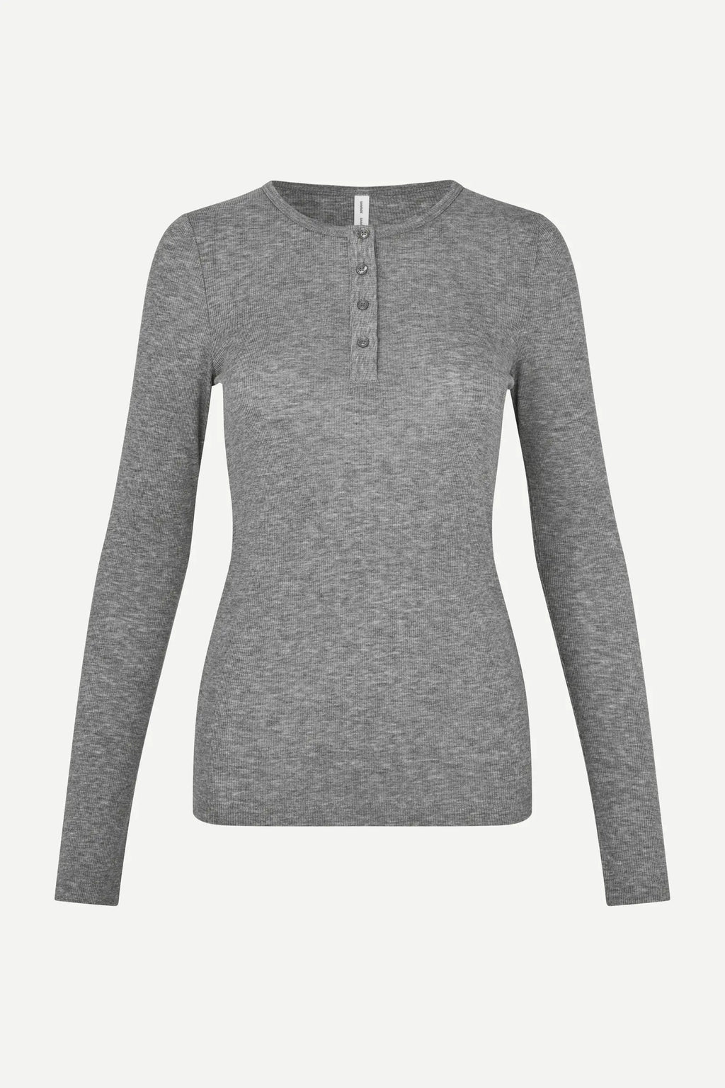 Sadodo Camiseta Gris — Algodón Orgánico Manga Corta Cuello Redondo | Samsoe-Samsoe