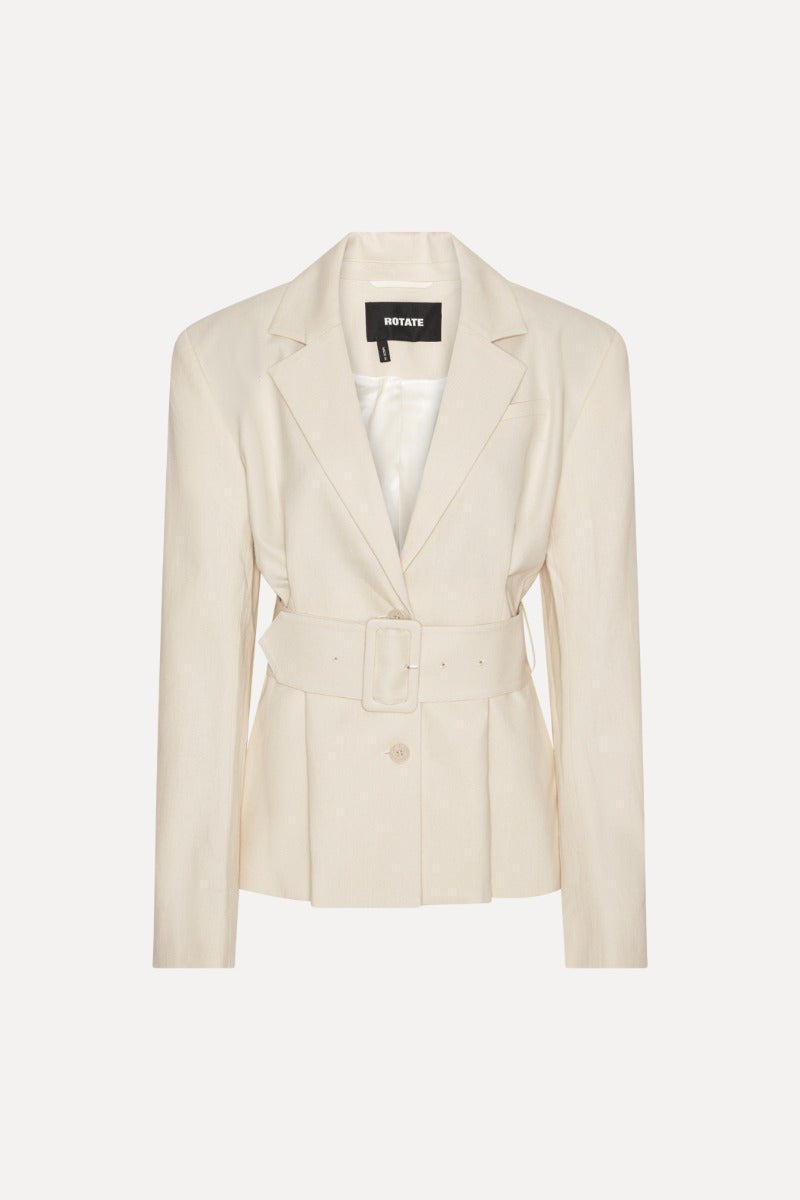 Linen Suiting Blazer — Lino Estructurado Cuello Esmoquin Botonadura Simple | Rotate