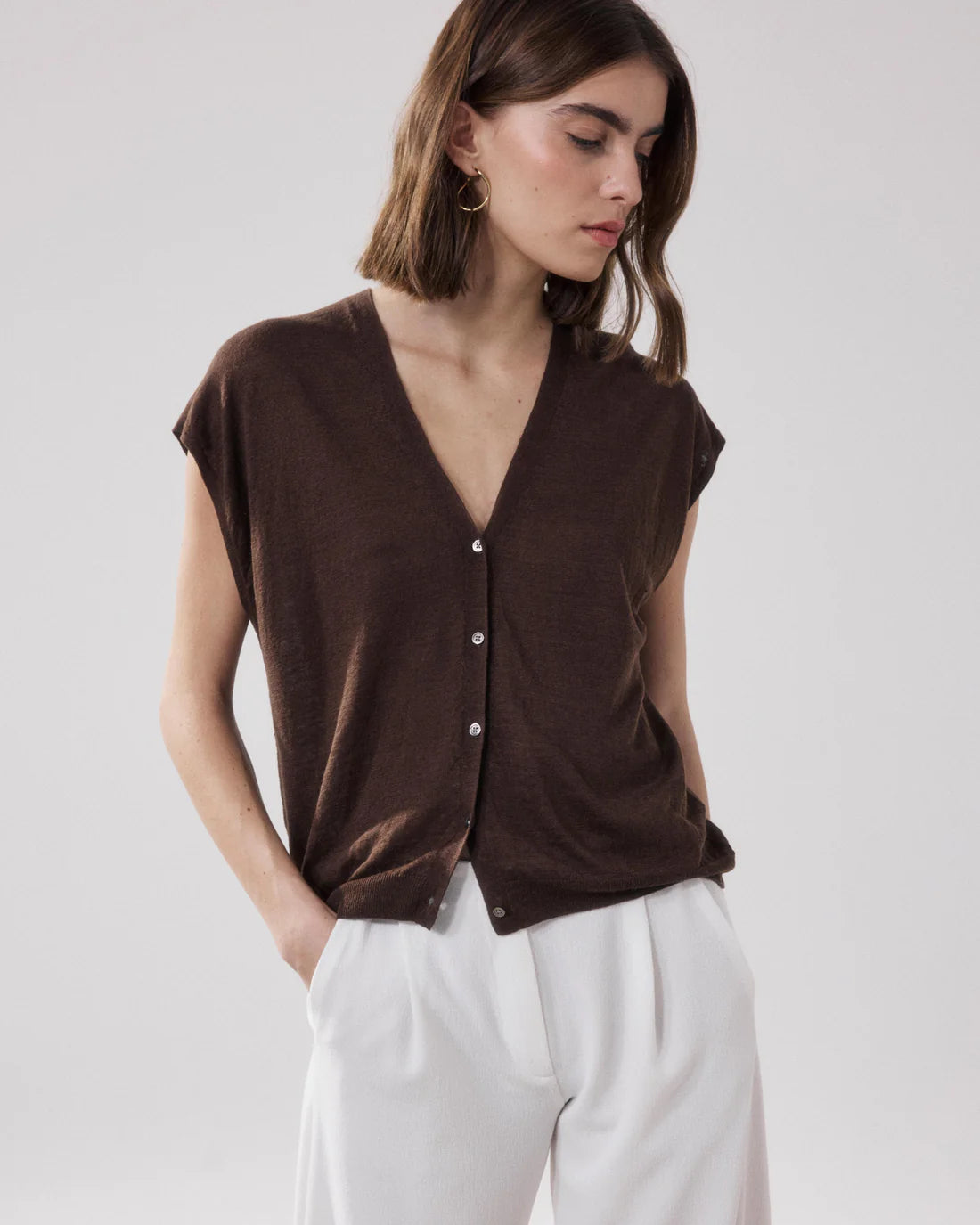 Mounia Chaleco Marrón.