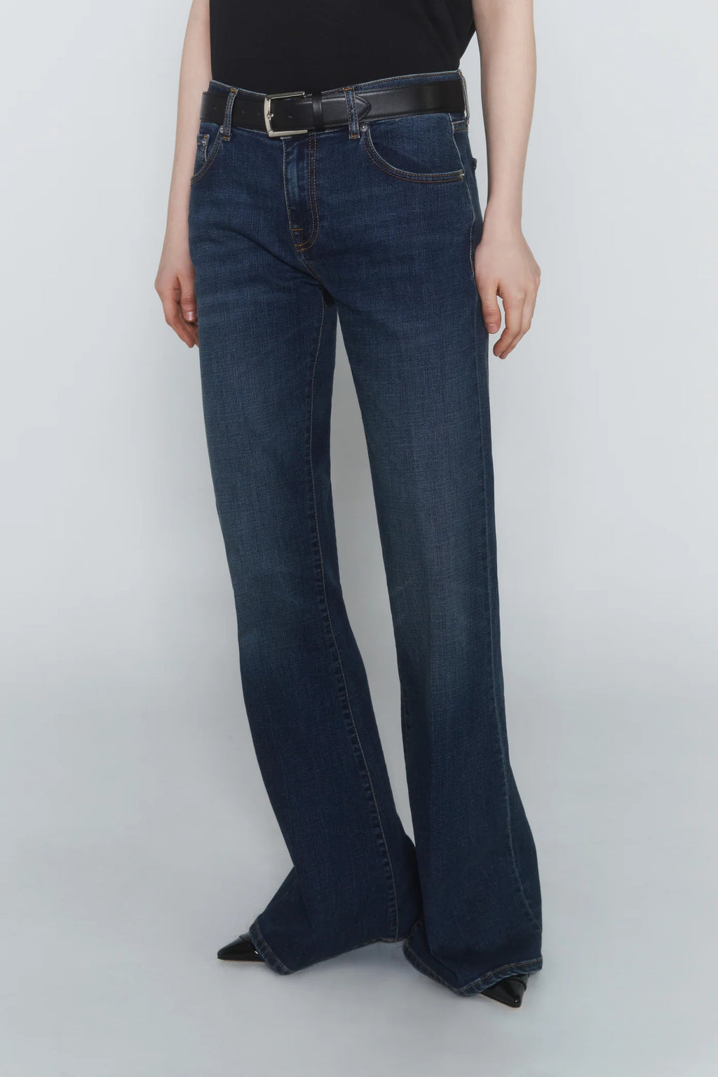 Jeans flared.