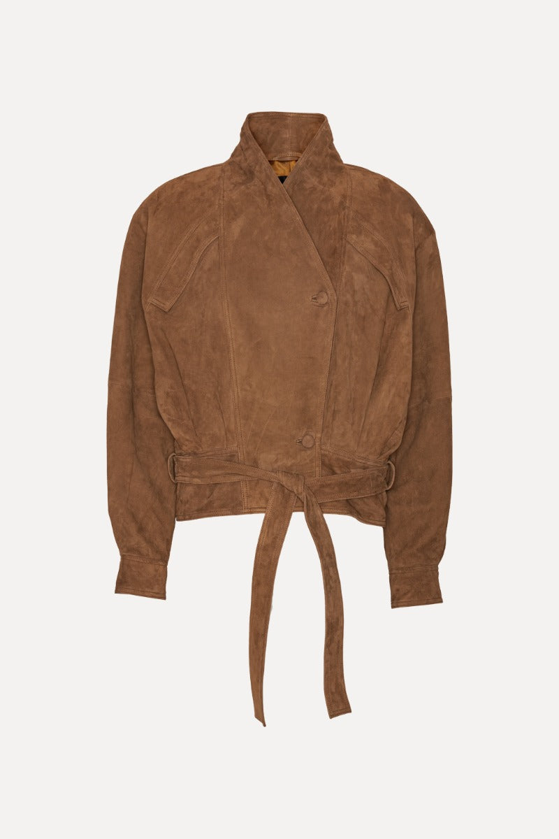 Suede Bomber Jacket — Ante Bomber Cuello Redondo Cremallera | Rotate