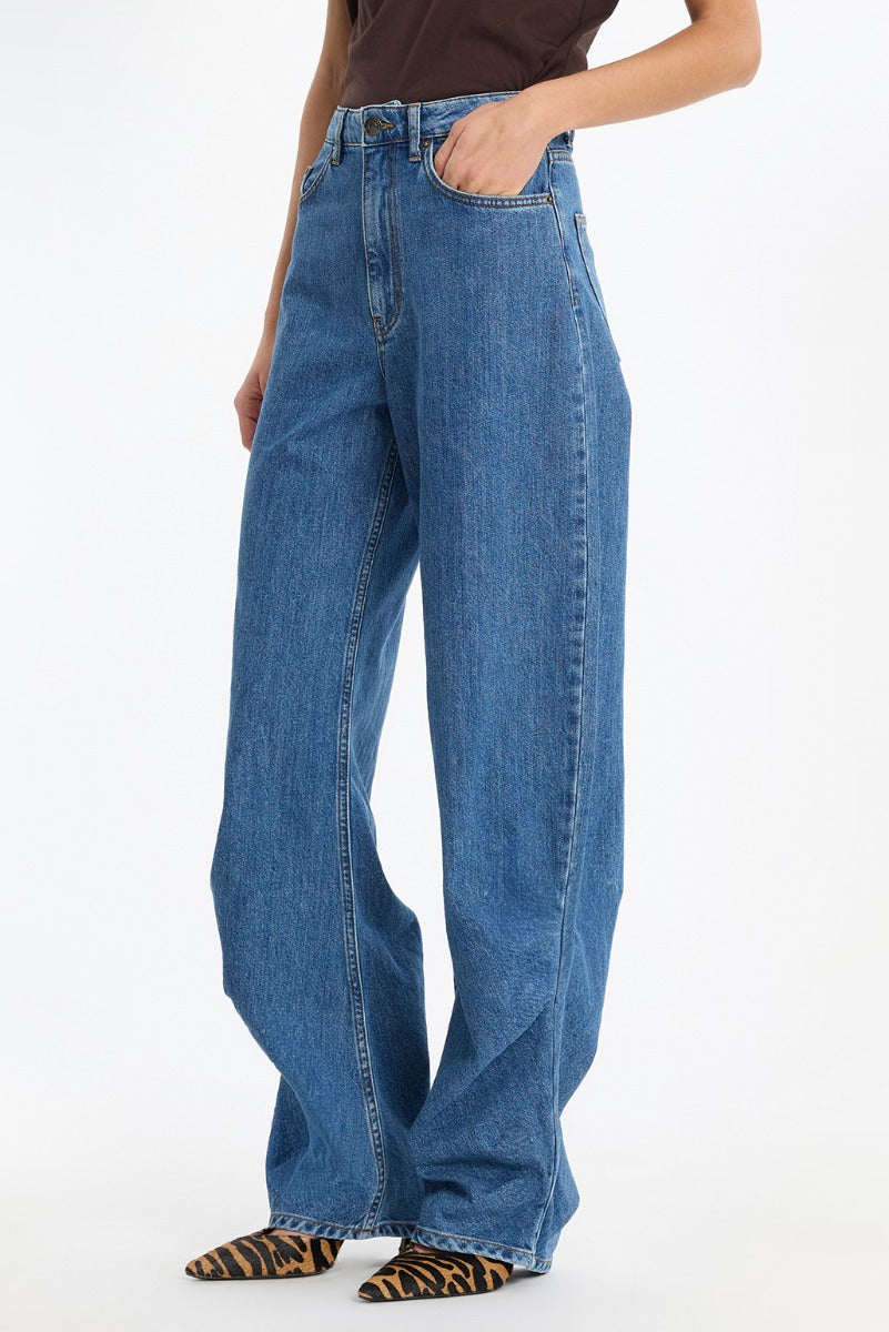 Draped barrel leg jeans.