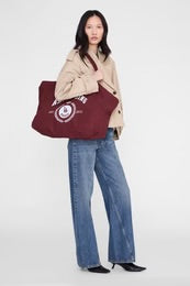 Leo Bolso Tote Denim Burdeos — Logo Anine Bing