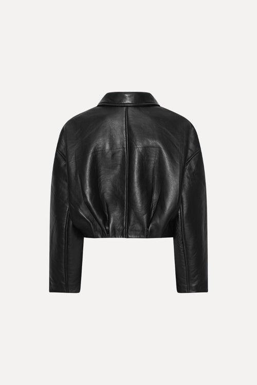 Bonded boxy leather jacket.