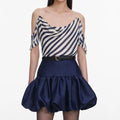 Navy Stripe Georgette Top