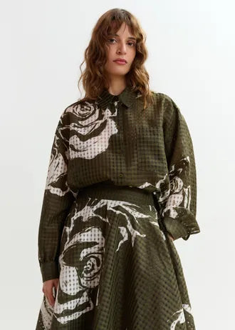 Joranje Camisa — Tejido Fluido Manga Larga Estampado | Essentiel Antwerp