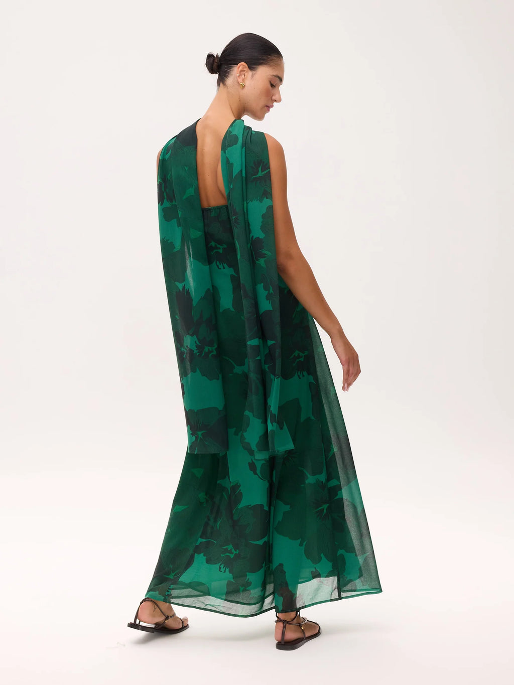Helena Vestido — Tejido Fluido Midi Estampado Floral | Mioh