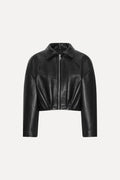 Bonded boxy leather jacket.