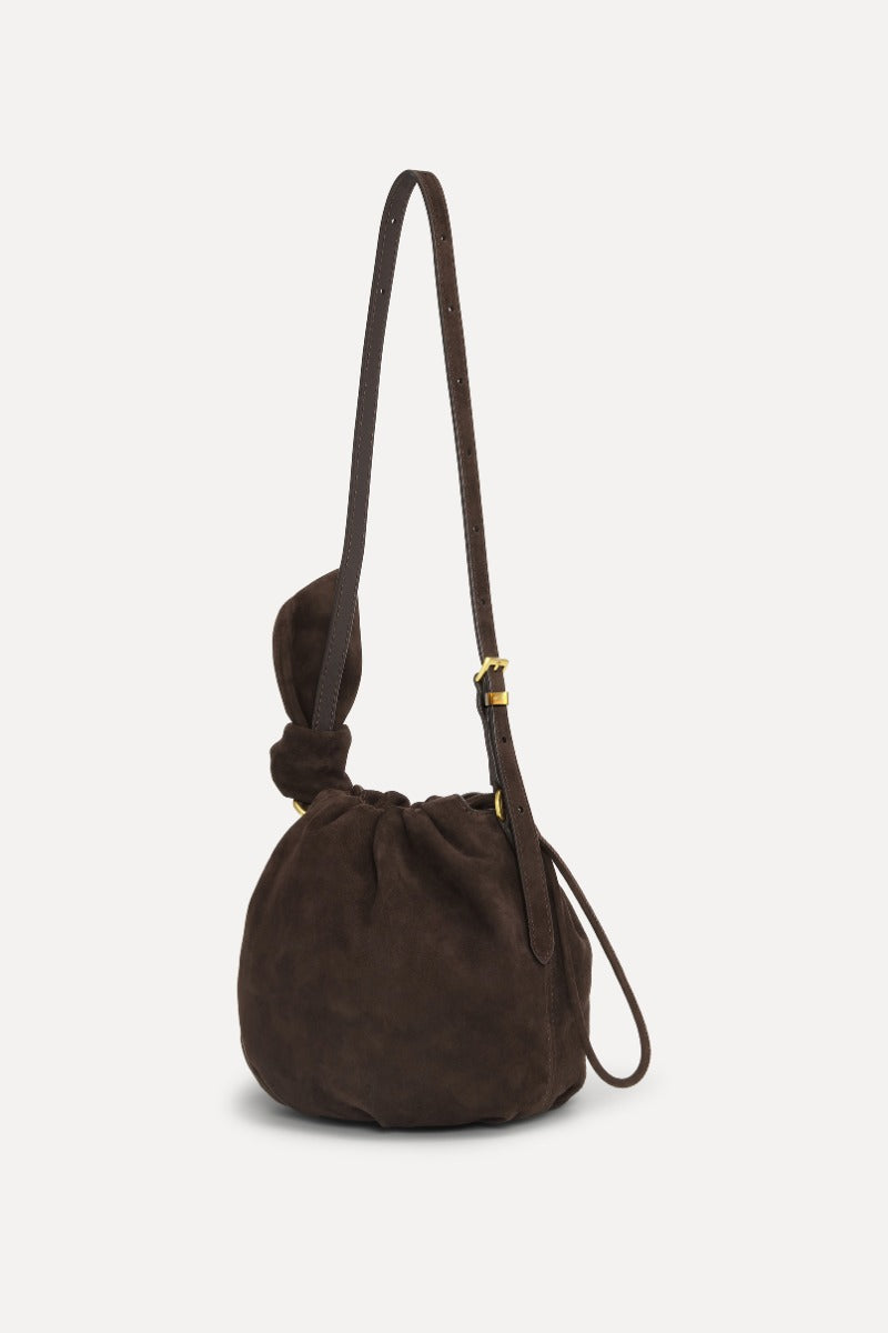Suede Bon Bon Bolso — Ante Bolso Redondo Asa Cadena Dorada | Rotate