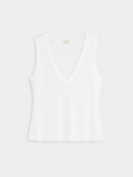Camiseta Gabriela Pico Blanca— 100% Algodón Orgánico Cuello Pico Manga Sisa | Tomates Fritos