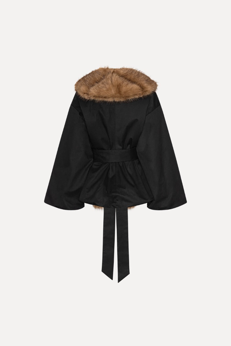 Faux Fur Collar Jacket.