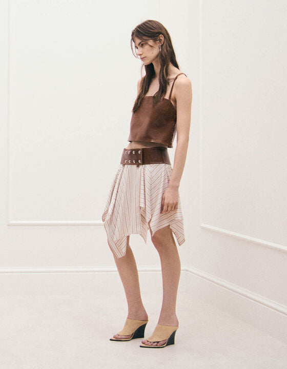 Umby Falda Beige — Tejido Fluido Midi Cintura Elástica | IRO Paris