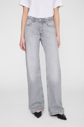 Hugh Jeans Gris — Denim Tiro Alto Corte Recto 5 Bolsillos | Anine Bing