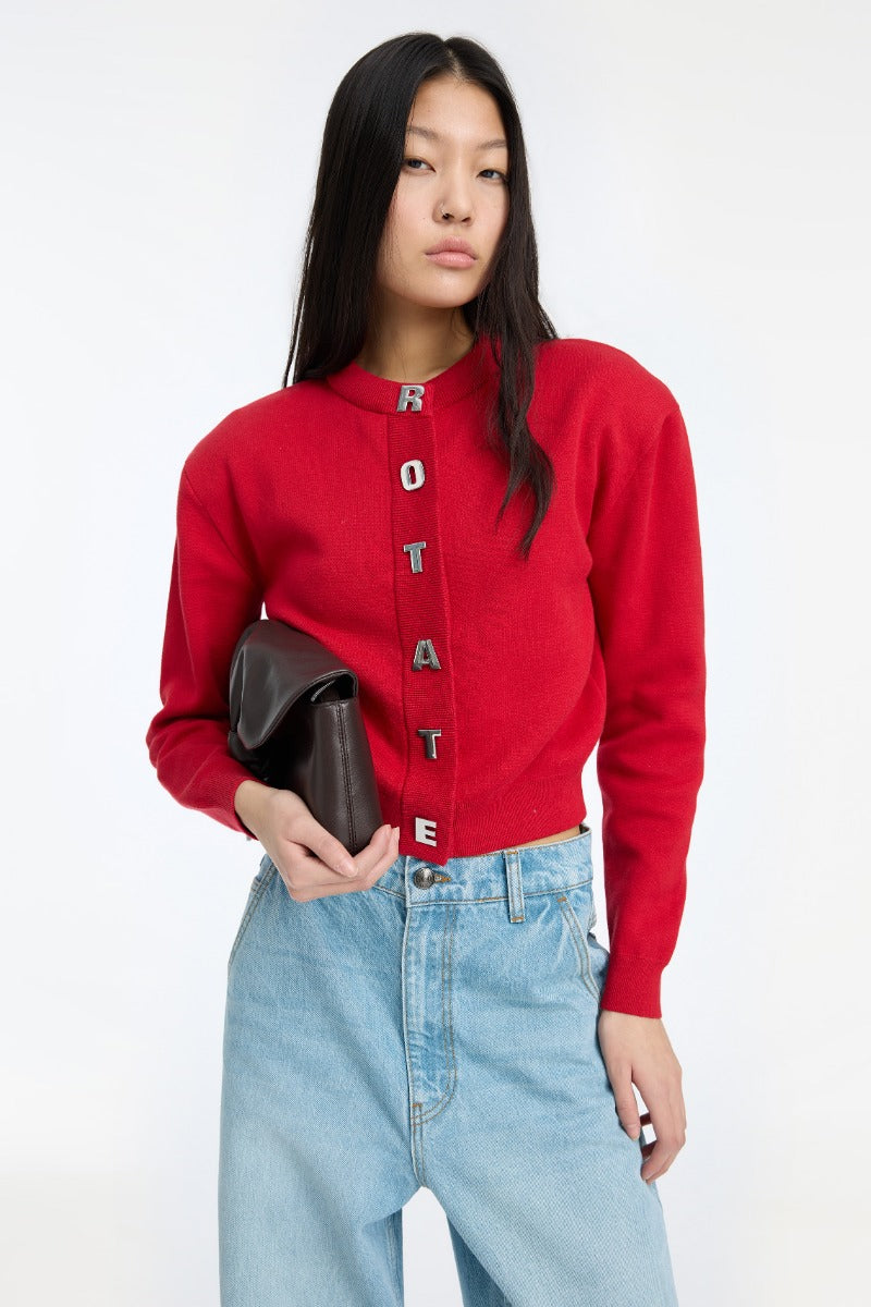 Firm Knit Cardigan rojo.