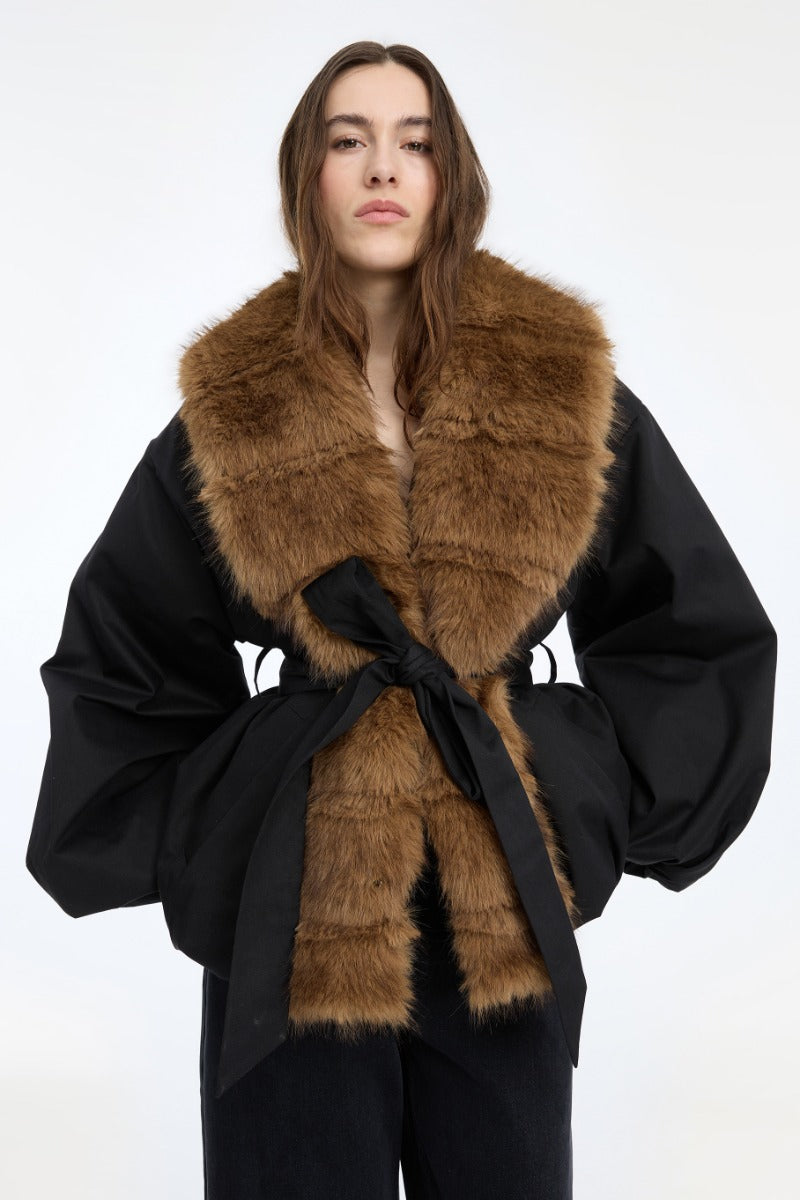 Faux Fur Collar Jacket.