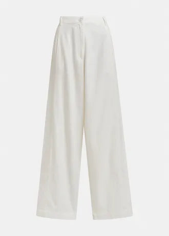 Joviaal Pantalón Blanco — Tejido Fluido Tiro Alto Corte Amplio | Essentiel Antwerp