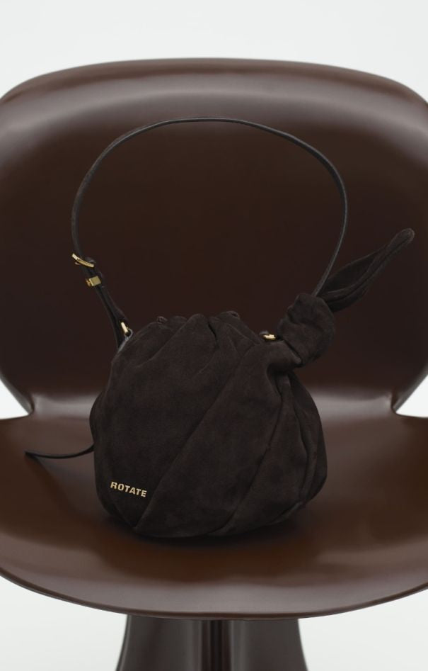 Suede Bon Bon Bolso — Ante Bolso Redondo Asa Cadena Dorada | Rotate