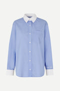 Salova Pocket Camisa Azul — 100% Algodón Orgánico Cuello a Contraste | Samsoe Samsoe